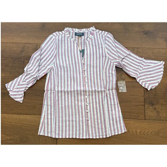 ModCloth Professional Pizzaz Striped Bell Sleeve Button Up Blouse Top XXS NWT - Picture 3 of 11